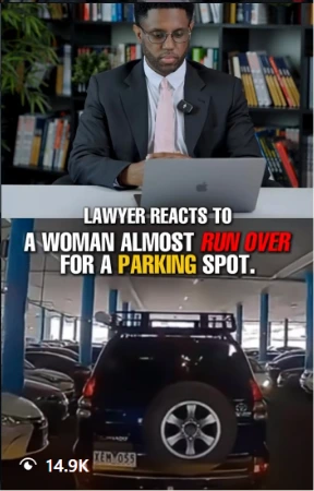 Dallas attorney parking dispute reaction video, with branded captions.